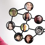 How to Cultivate a Coaching Mindset That Serves Clients A woman is sitting ate there are a number of little picture bubbles with peoples pictures in them