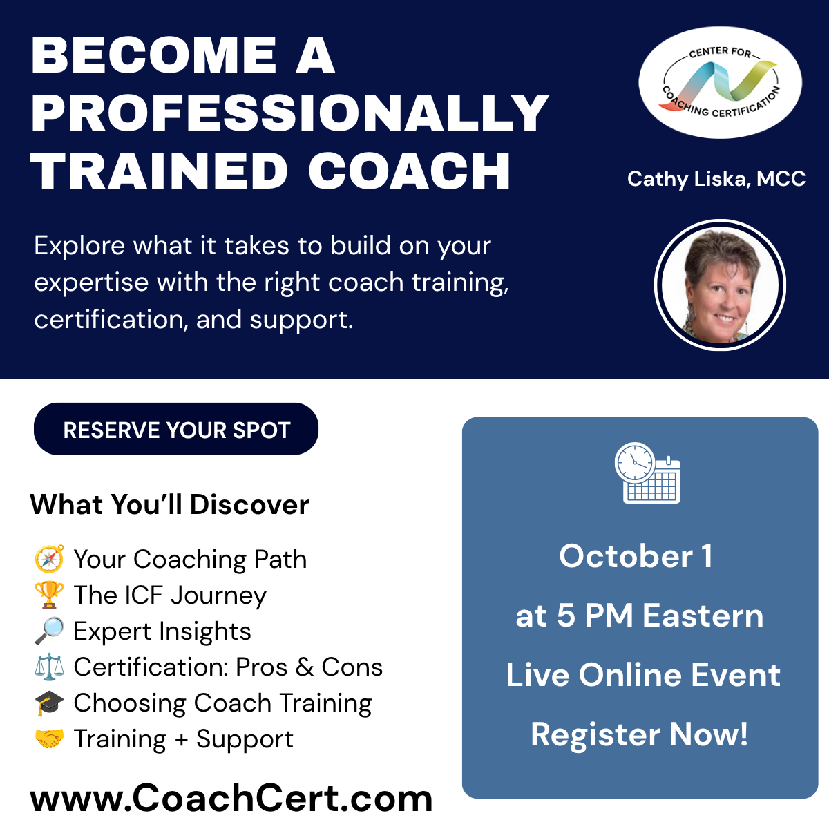 Free: Monthly Webinar on how to become a Coach Oct. 1, 2026